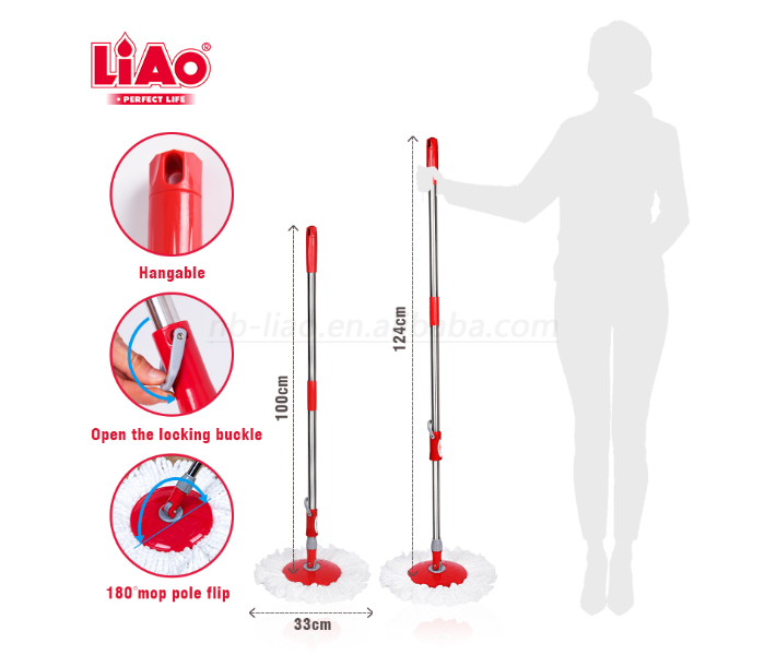 LIAO T130032 Easy Clean Foot Pedal 360 Spin Mop and Bucket Set with Power Wringer System and Soap Dispenser - Zoom Image 3