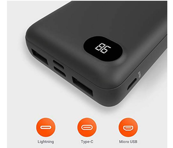 Porodo PD-PBFCH002-BK 10000mAh 4 Port Power Bank - Black - Zoom Image 1