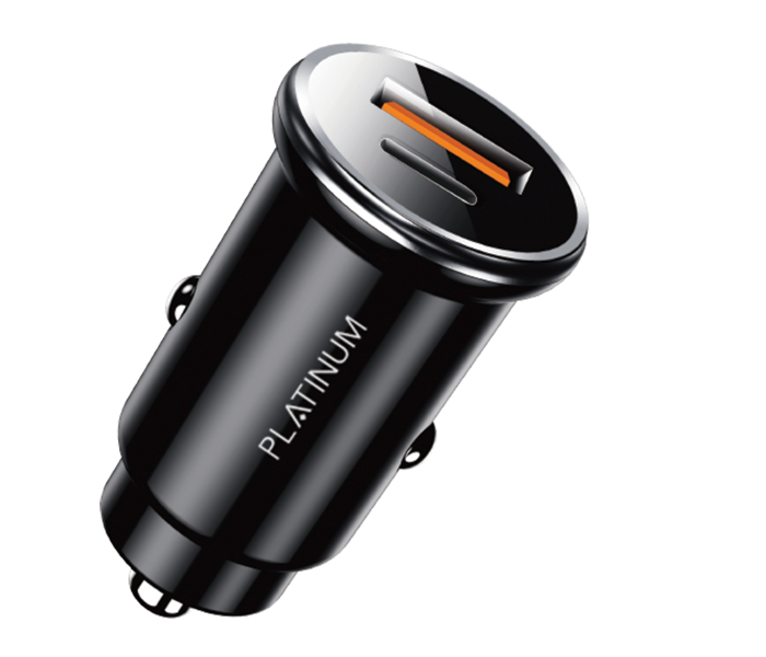 Platinum P-CLAPDMINBK 20Watts Mini Car Charger PD and QC - Black - Zoom Image 1