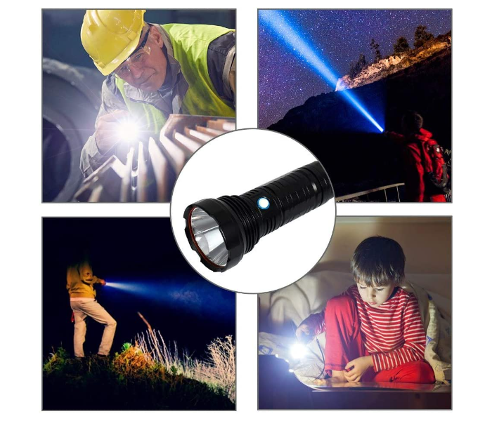 Super Bright 3 Lighting Modes Waterproof LED Flashlight - Black - Zoom Image 1