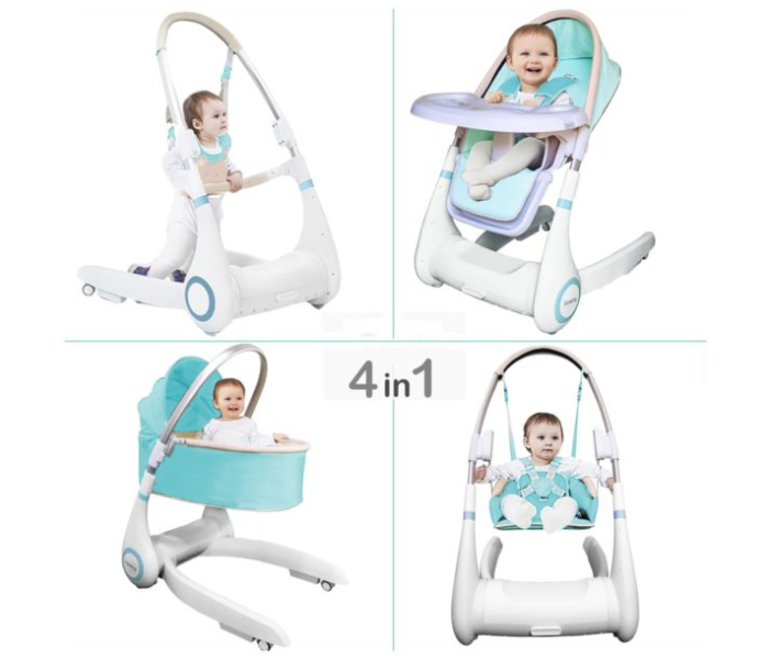 274-3 4 In 1 High Chair With Swing for Babies - Green - Zoom Image