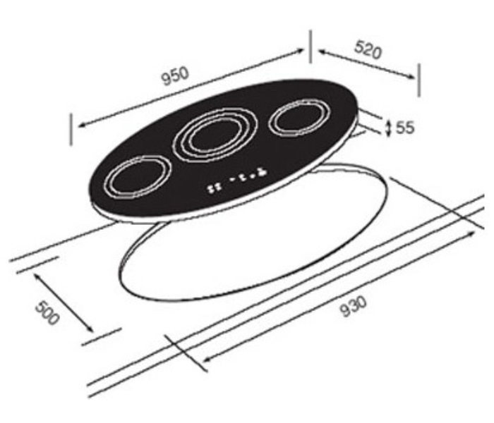 TEKA TR 95 DX 95cm 6500Watts Built in Vitroceramic Hob with Touch Control Panel - Black and Red - Zoom Image 2