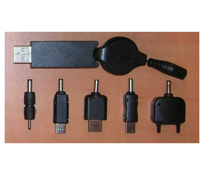 VS069 USB Cable and Connections Set for Mobile Phones - Black - Zoom Image