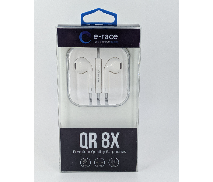 E-Race QR8x Premium Quality Earphone - White - Zoom Image 1