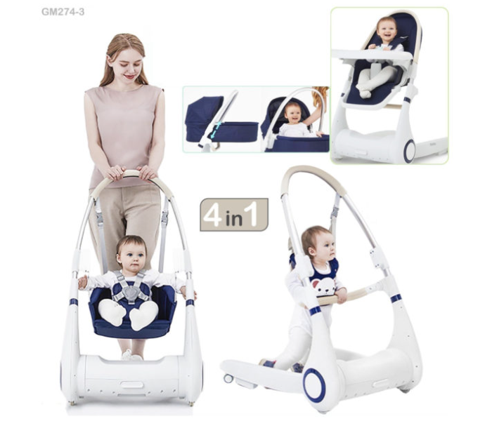 274-3 4 In 1 High Chair With Swing for Babies - Blue - Zoom Image