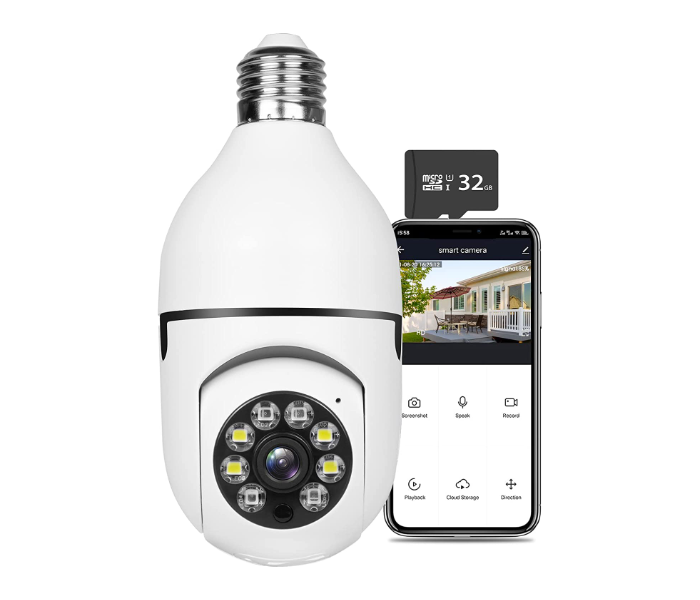 Generic Bulb with 1080P Security Camera Wireless Connector with WiFi Smart Motion Detection and Alarm - White - Zoom Image 3