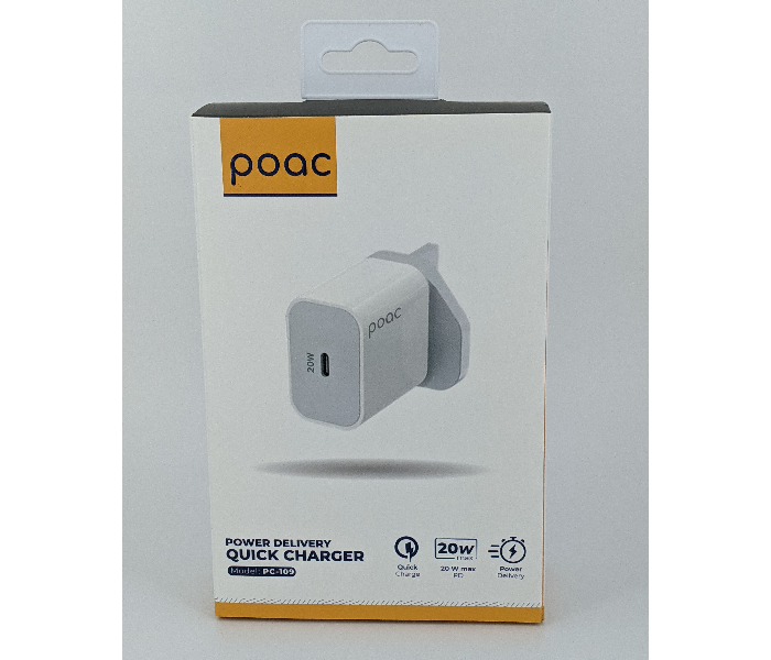 Poac PC-109 PD 20 Watts Quick Charger - White - Zoom Image 1