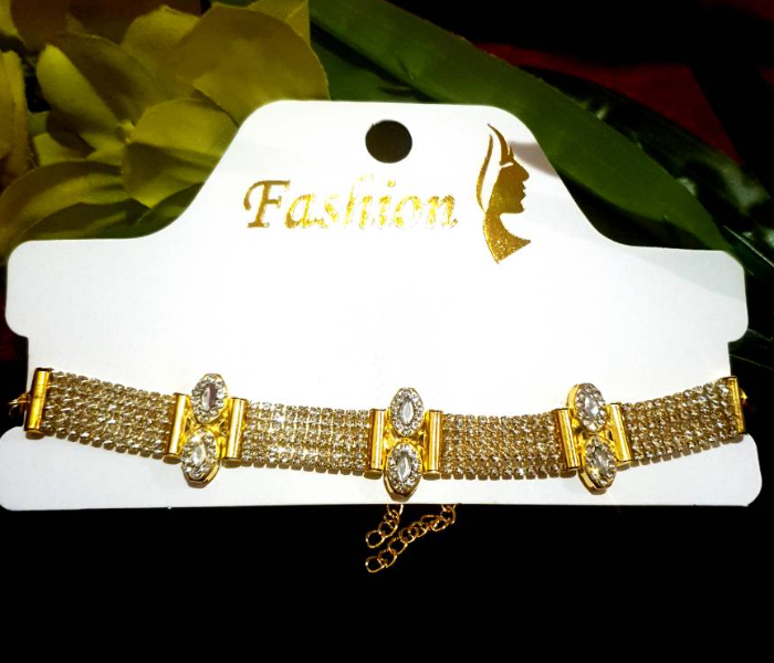 Strabella NC6012 Beautiful Western Choker With Stones for Women - Gold - Zoom Image