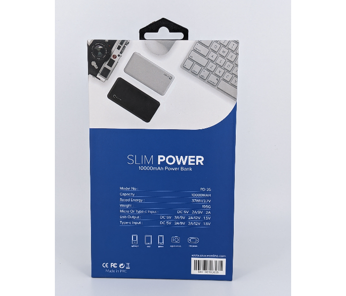 E-race PD-35 Slimpower 10000 mAh 20 Watts Power Bank - Black - Zoom Image 3