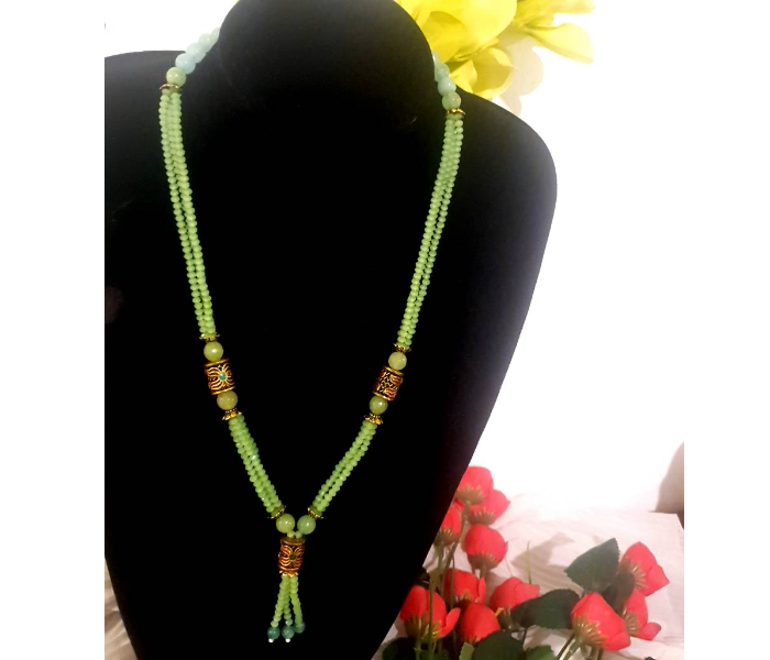 Strabella NC2001b Premium Quality Onyx Beads Layered Necklace for Women - Green - Zoom Image