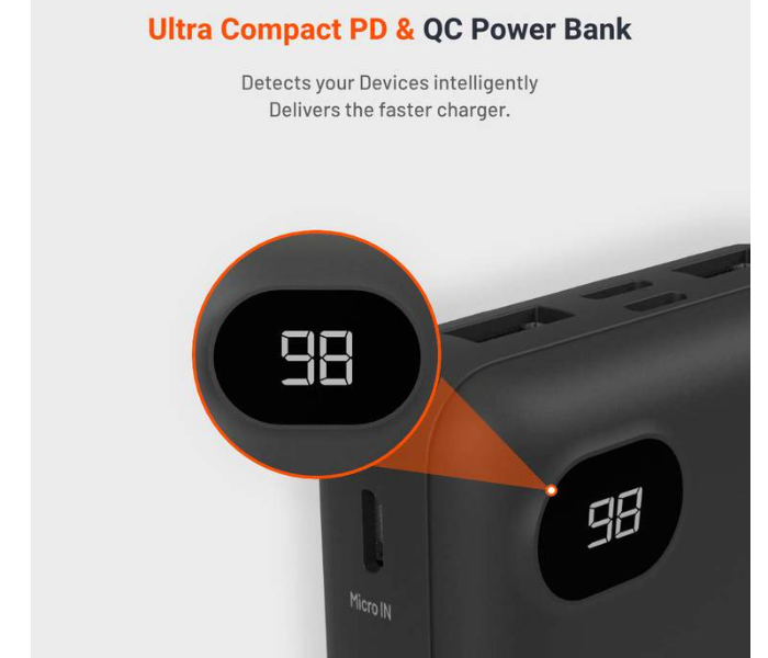 Porodo PD-PBFCH003-BK 20000mAh 4 Port Power Bank - Black - Zoom Image 4