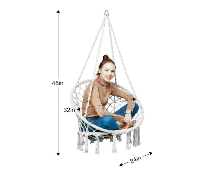 379-1 Beautiful Hammock Chair Swing with Cotton Rope - Grey - Zoom Image 4