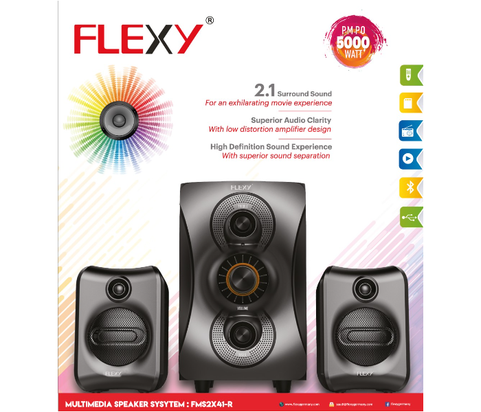 Flexy 41-R 500 Watts 2.1 Multimedia Surrounded Speaker System - Black - Zoom Image 2