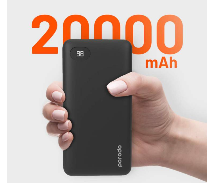 Porodo PD-PBFCH003-BK 20000mAh 4 Port Power Bank - Black - Zoom Image 6