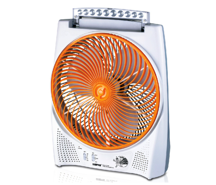 Geepas GF9485 30 Watts Rechargeable Fan with LED Light - White and Orange - Zoom Image