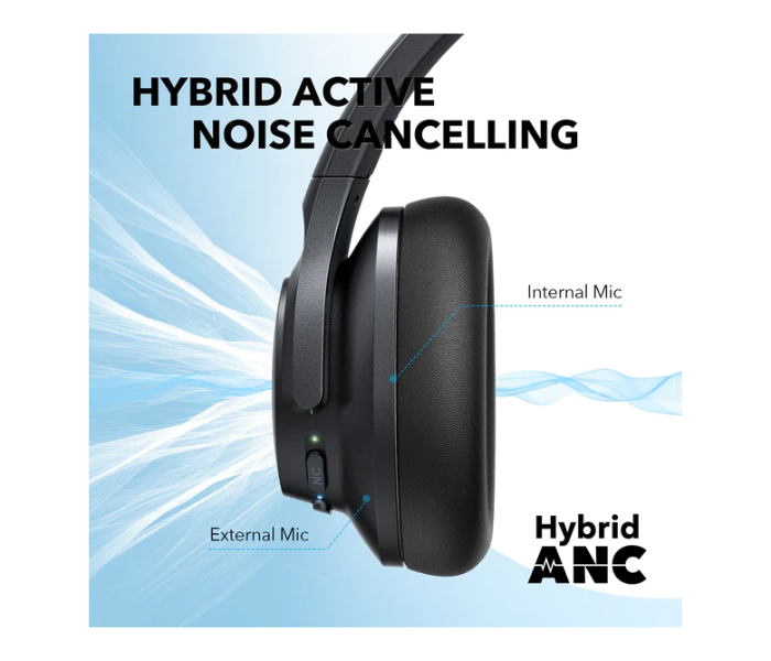 Anker Soundcore Life Q20 plus Hybrid Active Noise Cancelling Bluetooth Headphone - Black - Zoom Image 3