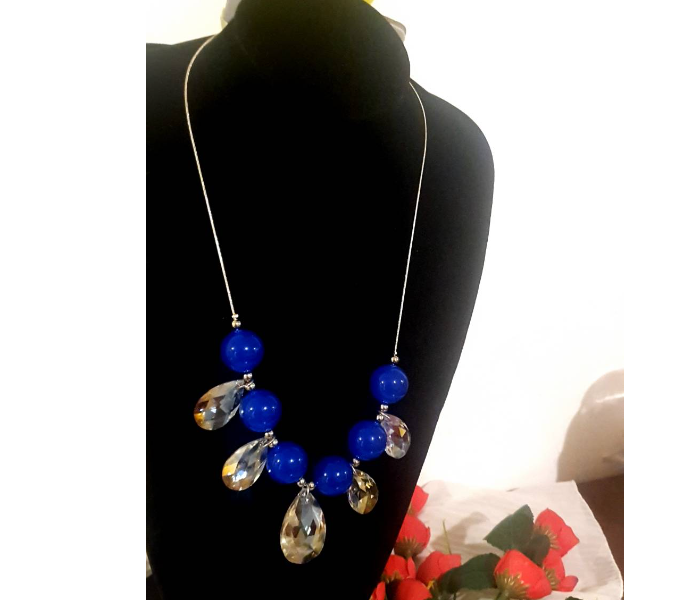 Strabella NC4007 Beautiful Necklace With Big Beads for Women - Blue - Zoom Image