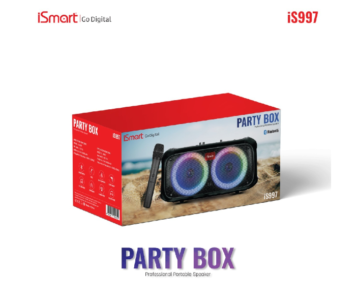 ISmart IS997 Bluetooth Party Portable Speaker - Black - Zoom Image 4