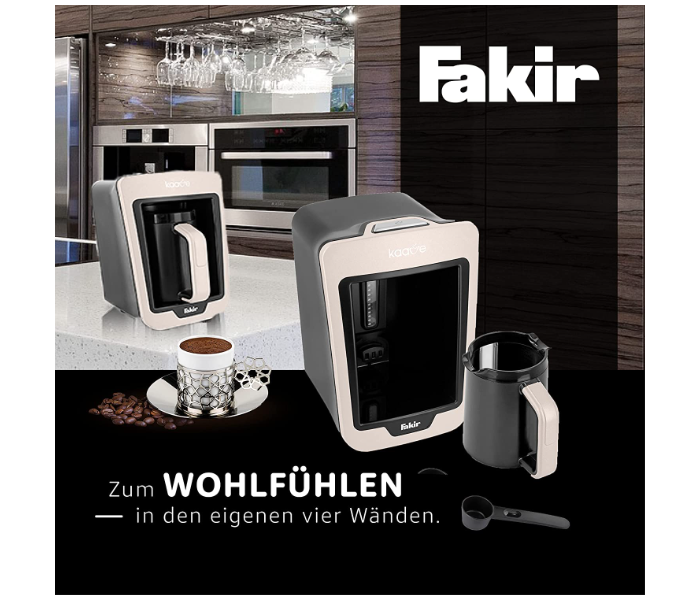 Fakir KAAVE WHITE 735 Watts Automatic Turkish Coffee Machine 4 Turkish Coffee Cups - Black and White - Zoom Image 3