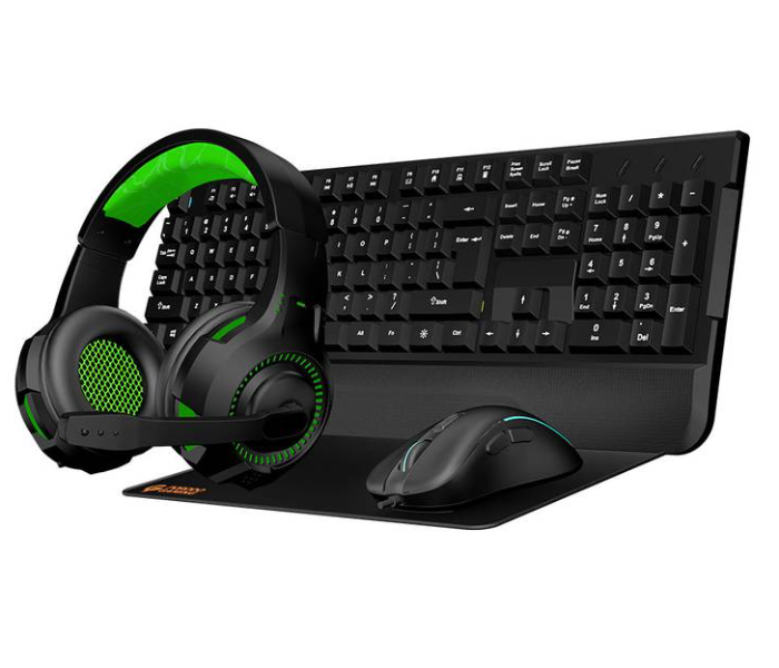 Porodo PDX213-BK 4 In 1 Keyboard Headphone Mouse and Mouse Pad Gaming Set - Black - Zoom Image 2