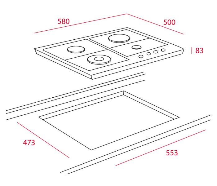 TEKA EH 60 4G 58cm 60Watts AI AL TR CI BEIGE Built in Gas Hob - Beige - Zoom Image 2