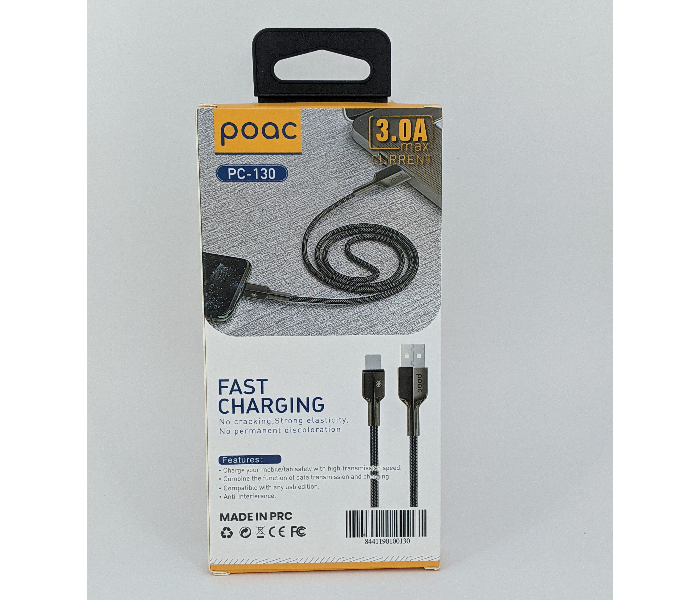 Poac PC-130 Kirsite HW C Fast Charging Cable - Black - Zoom Image 2