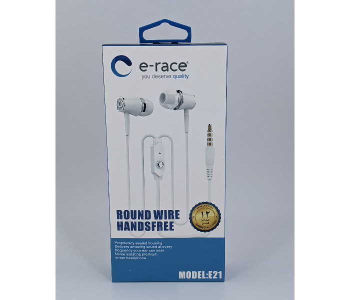 E-Race E21 Round Wire Handsfree - White - Zoom Image 1