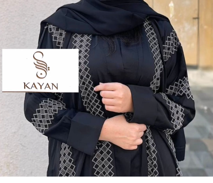 0909 Kayan High Quality Arab Fashion 56 Sized Abaya for Women - Black - Zoom Image 3