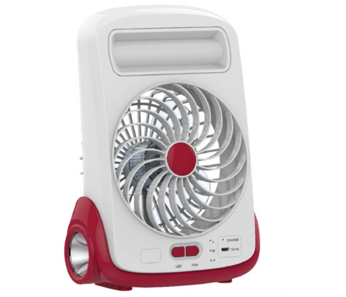 Geepas GF9618 3 Watts Rechargeable Mini Fan With LED Lantern - White - Zoom Image