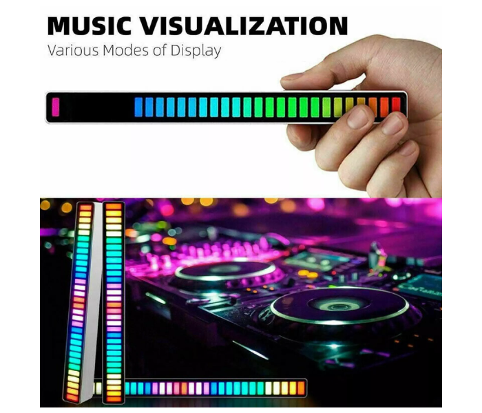 Generic Sound Pickup Rhythm Lights RGB LED Atmosphere Light DJ Car Sound Control Colorful LED Strip Environment Disco Light Bar 32-bit Music Level Voice Control Audio Display Lamp or Home Office Outdo - Zoom Image 1