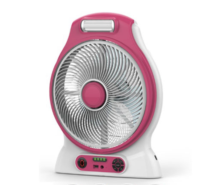 Geepas GF9588 12 Inch 24 Watts Rechargeable Fan with LED Light - White and Pink - Zoom Image