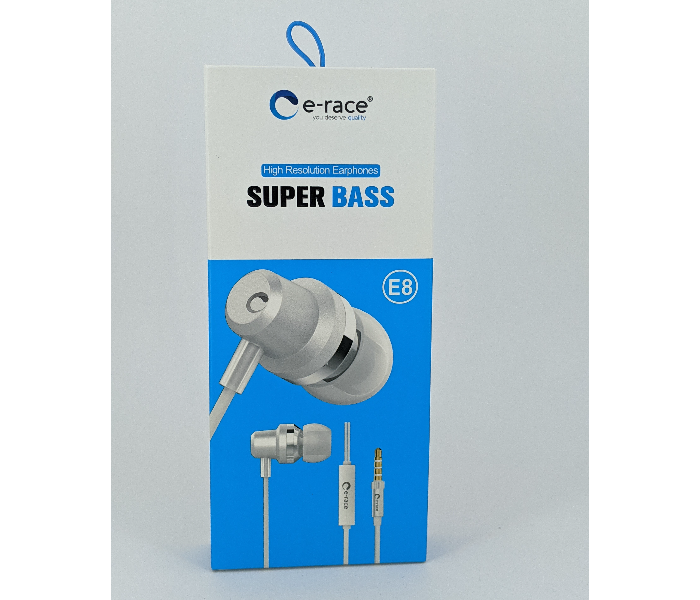 E-Race E8 High Superbass EarPhone - White - Zoom Image 1