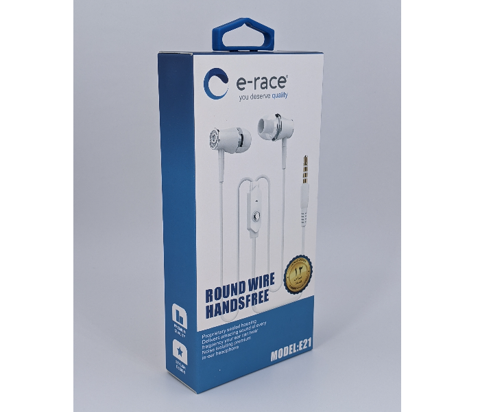 E-Race E21 Round Wire Handsfree - White - Zoom Image 3