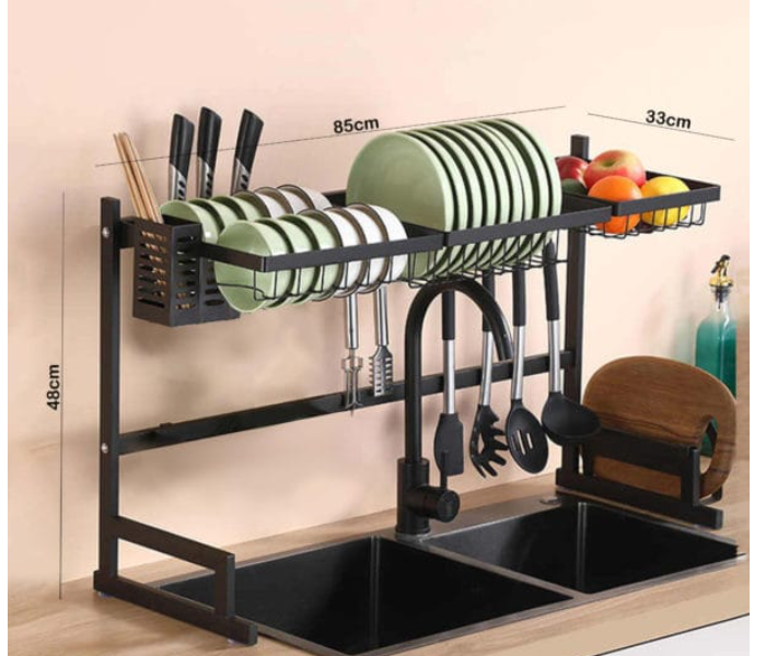 Drain Rack Stainless Steel DeskTop Dish Rack Kitchen Shelf Organizer - Black - Zoom Image 3