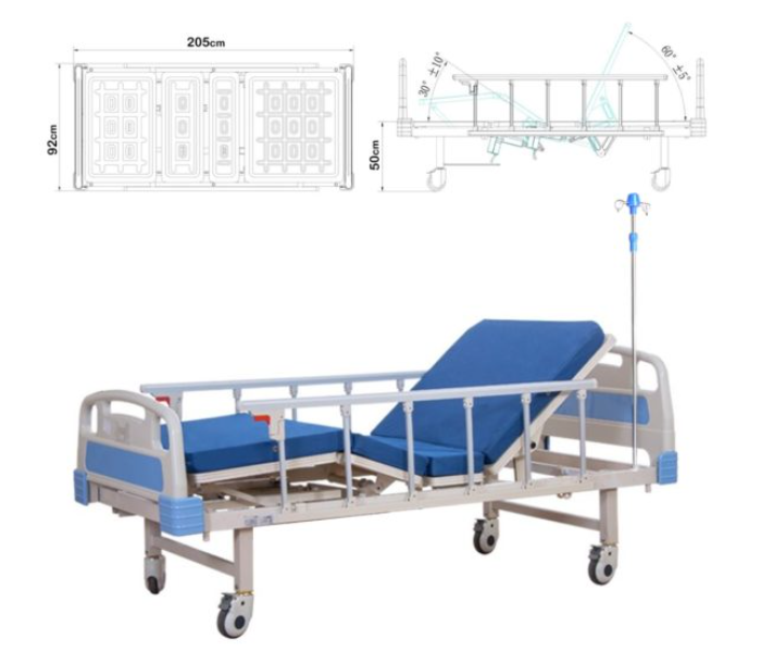 806 Adjustable Medical Hospital Bed - Blue - Zoom Image