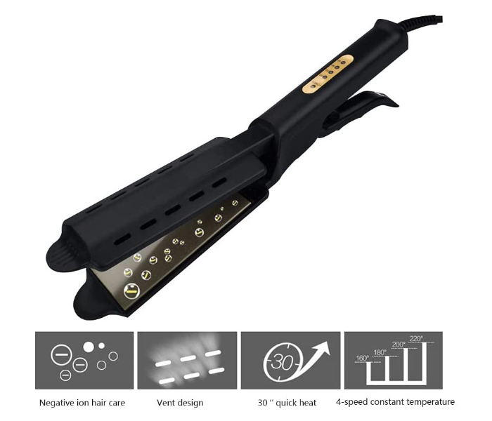 2-in-1 Hair Straightener Flat Iron Multi-Function Temperature Control Ceramic Steam Splint to Make Hair Re-Glossy Hair Straightener Straight Hair Clip Suitable for Women Haircuts - Black - Zoom Image 4