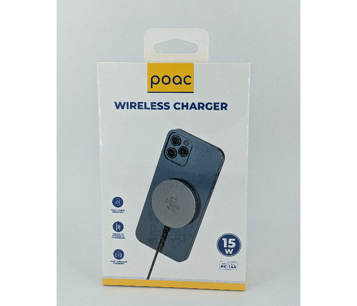 Poac PC-145 15 Watts Fast Wireless Magnetic Charger - Silver - Zoom Image 4