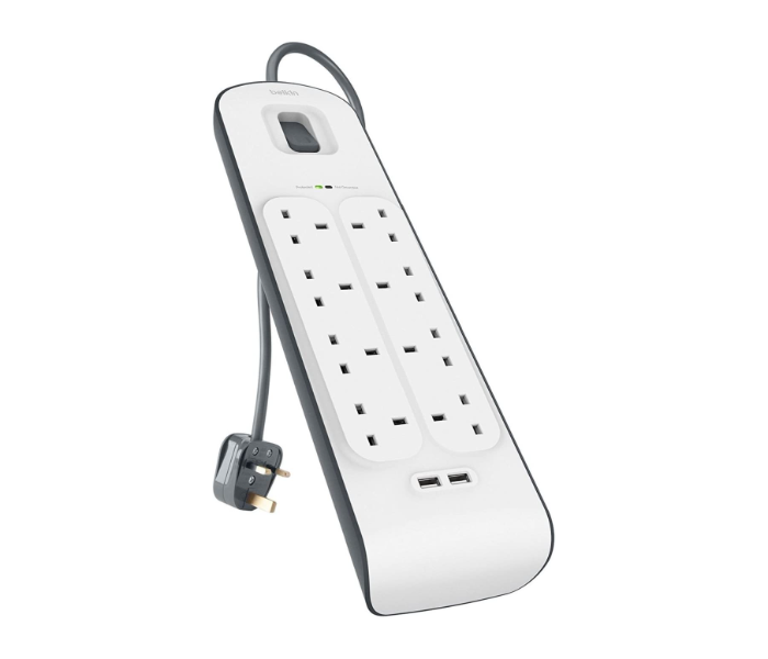 Belkin 8 Way Surge Protection Strip with 2 Meters cord length Extension Socket - White - Zoom Image 1