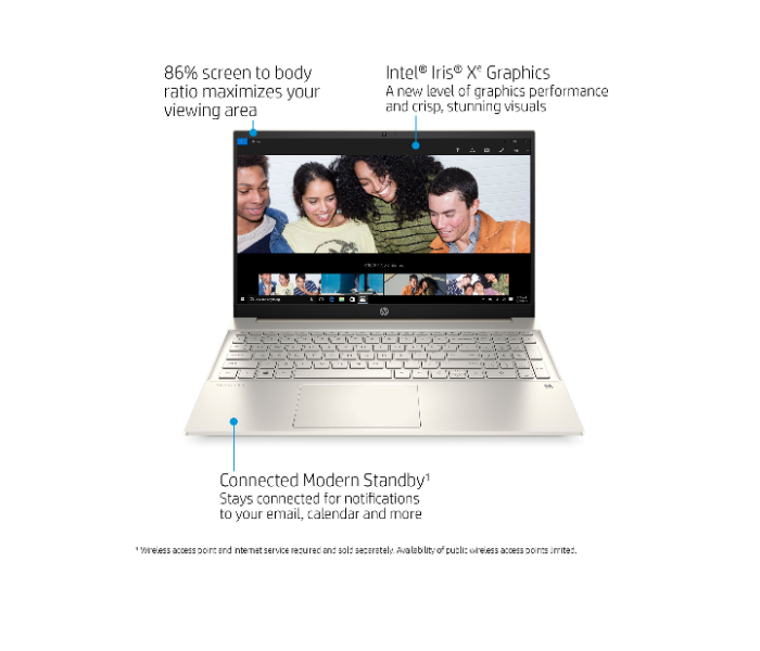 HP Pavilion 1M1F8UA 15-EG0070WM 15.6 Ich Touchscreen Intel Core i7 8GB RAM 512GB SSD Intel Iris Graphics Windows 10 - Silver - Zoom Image 2