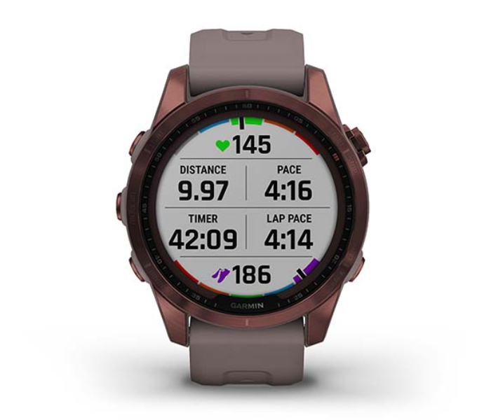 Garmin 010-02539-29 Fenix 7S Sapphire Solar Dark Bronze Titanium with Shale Grey Band - Zoom Image 9