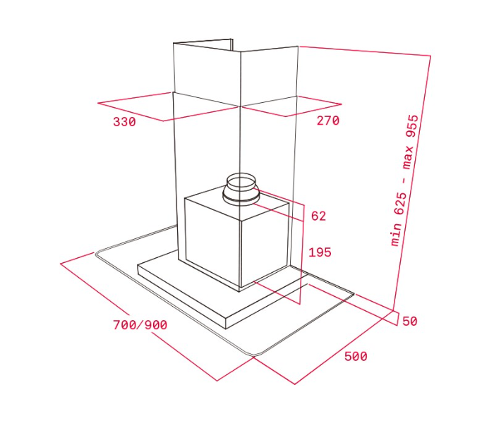 Teka DG 980 90cm 236 Watts Wall Concept Chimney Hood - Silver - Zoom Image 2