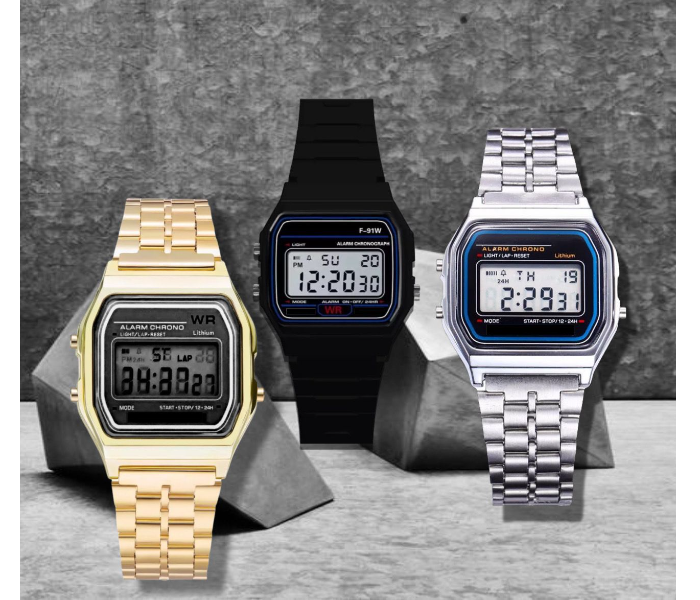 CS135 3 Piece Vintage Smart Analog Digital Square Watch - Zoom Image