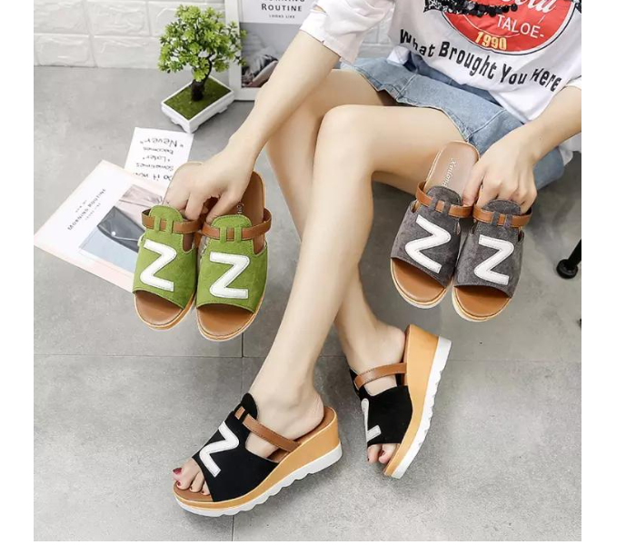 Women Loafers Non Slip Thick Bottom Fashion Wedge Sandals EU 36 - Grey - Zoom Image 2