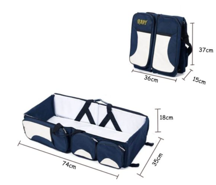 276-2 3 In 1 Multifunctional Baby Diaper Bag - Blue - Zoom Image