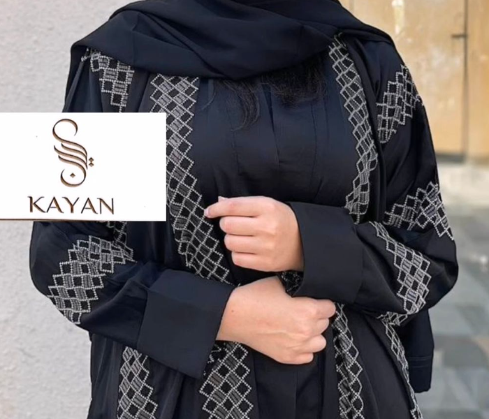 0909 Kayan High Quality Arab Fashion 54 Sized Abaya for Women - Black - Zoom Image 3