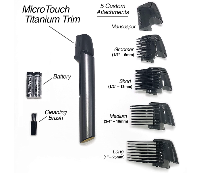 Micro Touch Titanium TRIM 10 x 1.75 x 5.25 inches Lighted Hair Cutting Tool and Body Groomer  - Black - Zoom Image 3