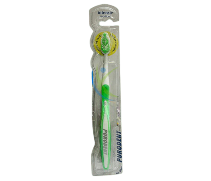 Purodent 62288 Intensiv Medium Tooth Brush - White and Green - Zoom Image