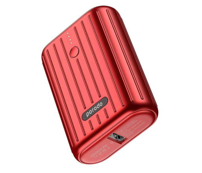 Porodo PD-PBFCH001-RD 10000mAh 18Watts Power Bank - Red - Zoom Image 1