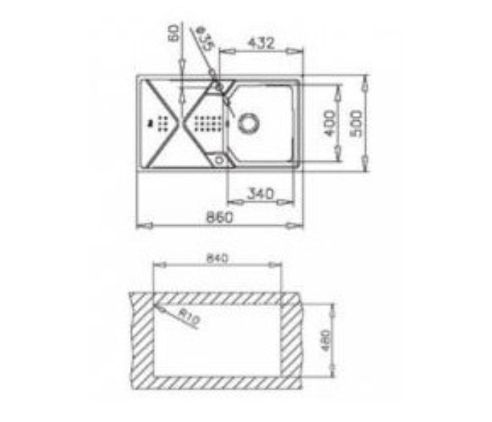 Teka EXPRESSION 1B 1D 86 One Bowl and One Drain Kitchen Sink - Stainless Steel - Zoom Image 2