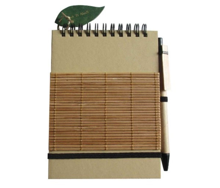 VS046 ECO A6 Notebook with Bamboo and Ball Pen - Brown - Zoom Image